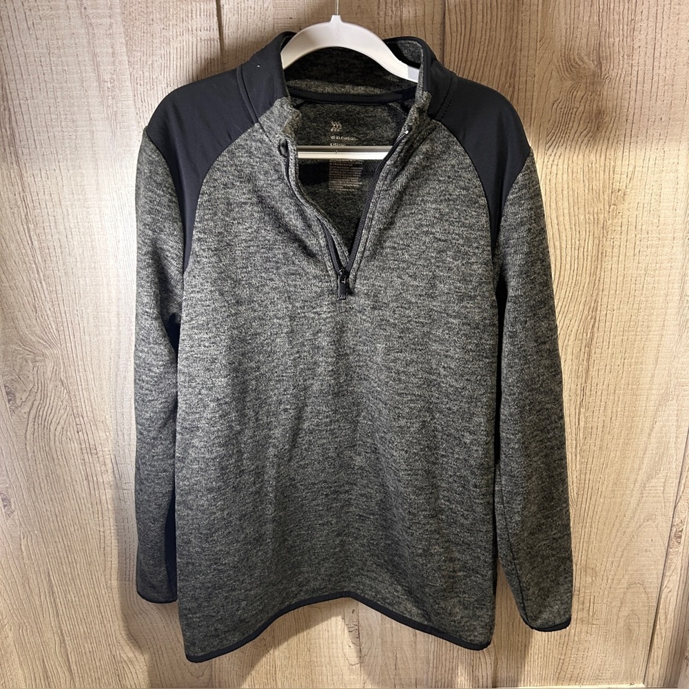 All in Motion Boy’s Quarter Zip Up Sweater - Gray and Black